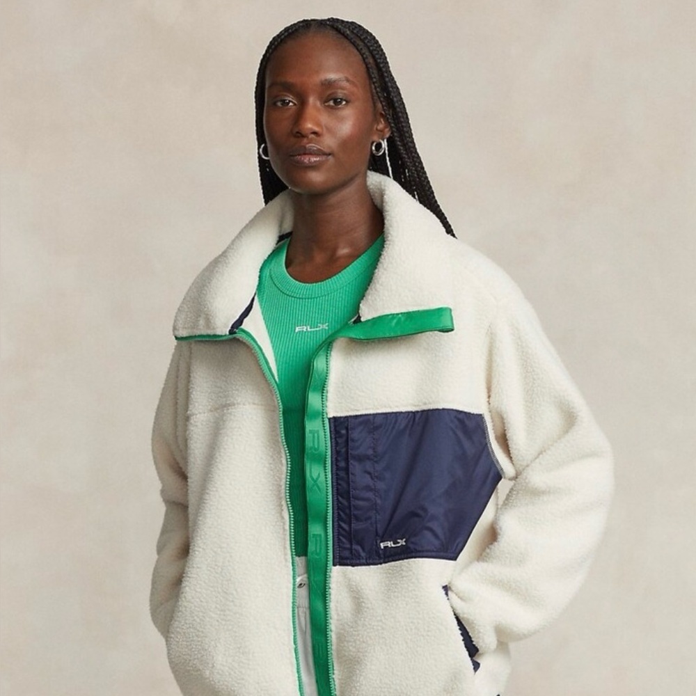 RLX Ralph Lauren Ripstop-trim High-pile Fleece Full Zip Large L